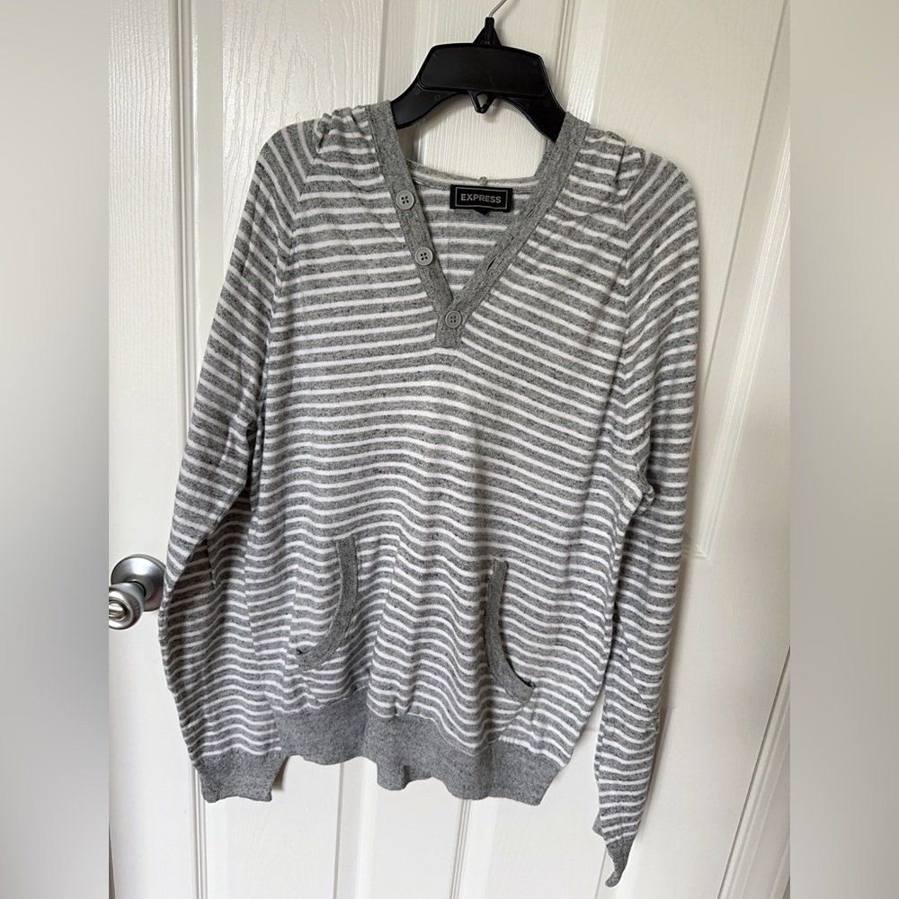 Express Heather Gray Striped Pullover